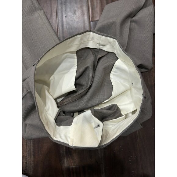 Mens Brown Plaid Dress Pants Pleated Front Classic Fit Sz 34 - Picture 5 of 8